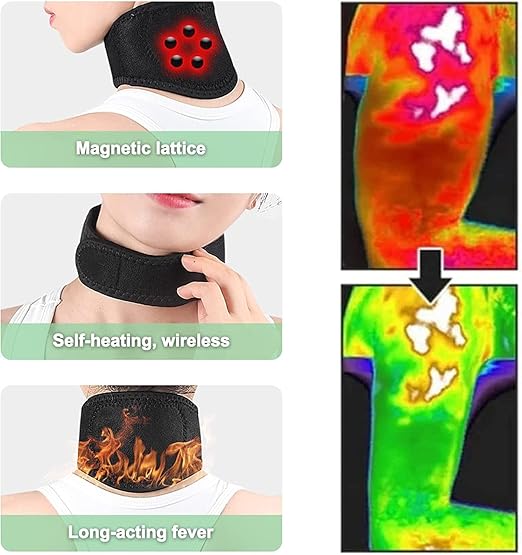 Magnetic Neck Support Brace, 2 Pcs Adjustable Soft Neck Brace Belt Cervical Collar, Magnetic Therapy Necks Wrap Support Pad, Men Women Necks Pain Relief Stiffness Relaxation Belt with 5 Magnets