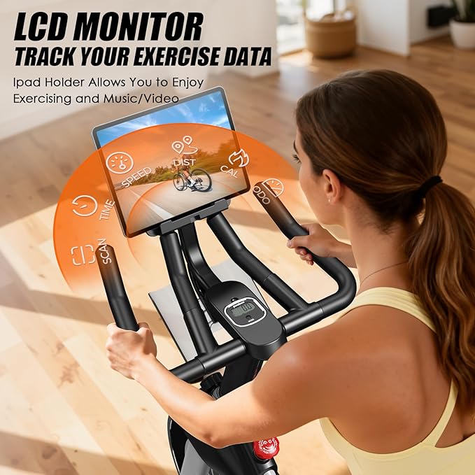 pooboo Exercise Bike, Adjustable Magnetic/Brake Pad Resistance Silent Belt Drive, Indoor Cycling Bike for Home Cardio, Fitness Stationary Bike with 350lbs/300lbs Weight Capacity &Upgraded Version Seat Solid Build 1