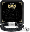 LUXEJEW Gifts for Men - Beaded Leather Bracelet 6mm Matte Agate Stone Bracelets for Men Dad Son Husband Boyfriend Grandpa Grandson Brother Uncle Nephew Adjustable Magnetic Clasp