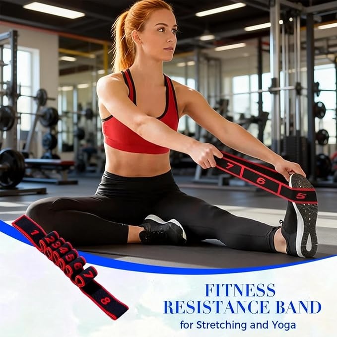 Fitness Resistance Band for Stretching & Yoga, 8/10/12-Section Stretch Band with Clear Markings, Elastic Training Band for Pilates, Yoga, Fitness & Stretching Exercises