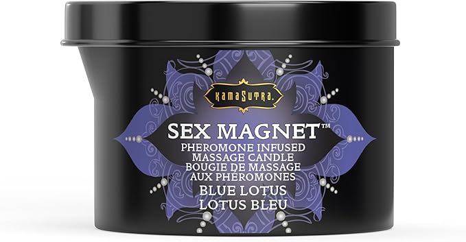 Pheromone Infused Massage Oil Candle for Pure Relaxation- 6oz- Moisturizing Coconut Oil, Essential Oil Blend Body Massage Candle for Home Spa- Amazing Gift for Women & Men (Blue Lotus) Unisex
