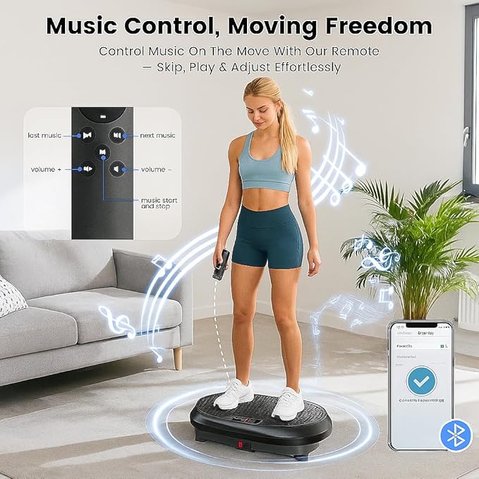 Vibration Plate Exercise Machine, Vibrating Fitness Platform for Lymphatic Drainage, Full Body Shaker Workout Equipment, Bluetooth Power Shaping Vibrate Plate, Board Sport for Home Exercise Gym