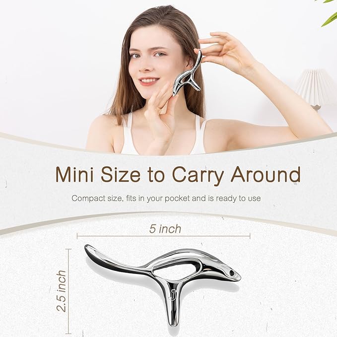 Metal Trigger Point Massage Tool for Deep Tissue Massage & Acupressure Body Gua Sha Tool, Muscle Scraper Massager, Thumb Saver Tool, Fascia Blaster for Body Pain Relief