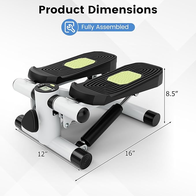 Mini Stair Steppers for Exercise at Home, Hydraulic Step Climber Machine with Resistance Bands & LCD Monitor, Portable Under Desk Stepper for Full Body Cardio Workout