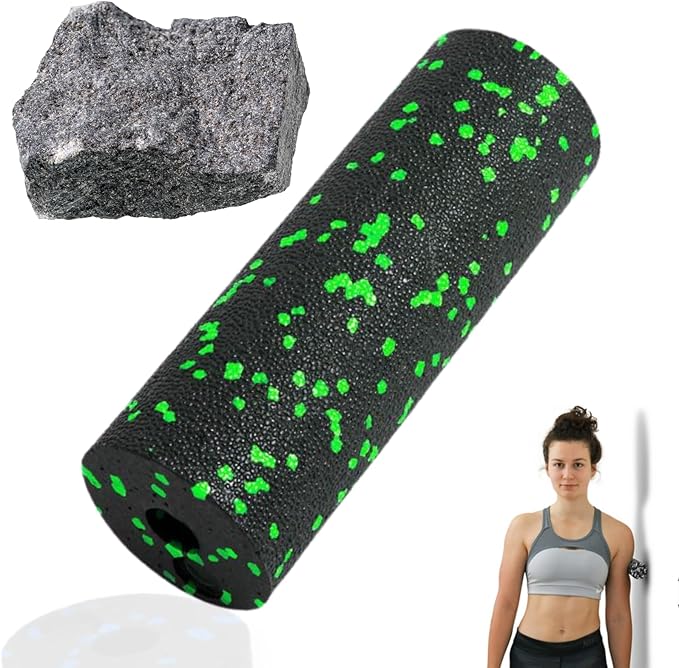 Mini Massage Foam Roller High Density - 100% Recycled Non-Toxic Material - Portable Pocket-Sized for Travel - Foot Arch,Legs & Arms Pain Target - Waterproof and Durable 15x6cm(Green)