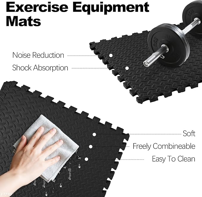 Elevon Puzzle Exercise Gym Flooring Mat, EVA Interlocking Foam Tiles Workout Mat for Home Gym, Fitness Equipment, MMA, Gymnastics, Shock-Absorbing Exercise Mat, Multi-Color