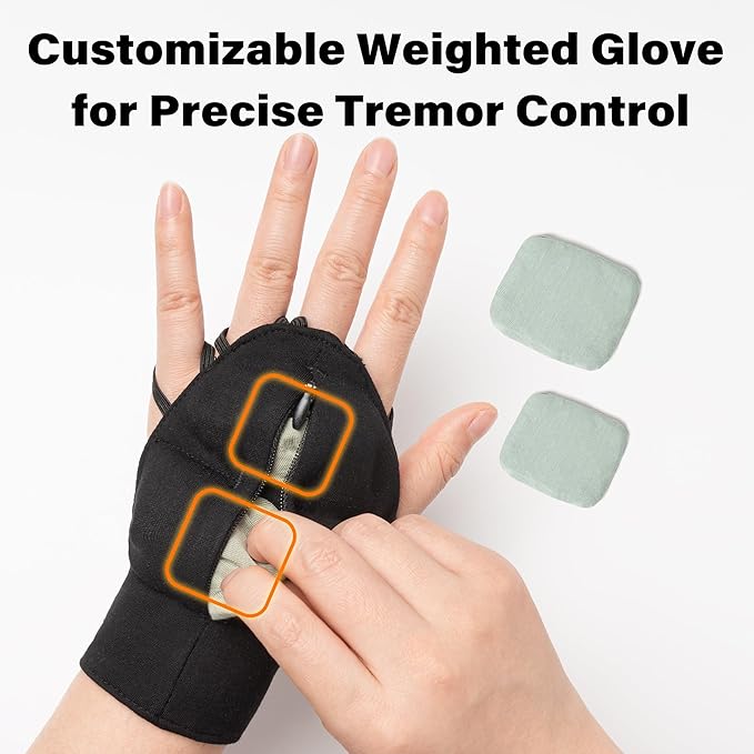 Weighted Gloves for Tremors, Wrist Weights for Hand Tremors and Parkinsons Patients, Steady Hand Adjustable Weighted Gloves (Patent Pending)