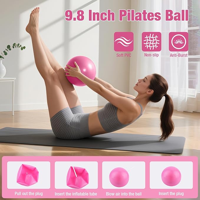 ASIEIT 13 PCS Pilates Kit for Women, Home Pilates Equipment with 5 Resistance Bands, 14'' Magic Circle, Pilates Ball and Ring, Compact Workout Set for Home Workout, Strength and Flexibility