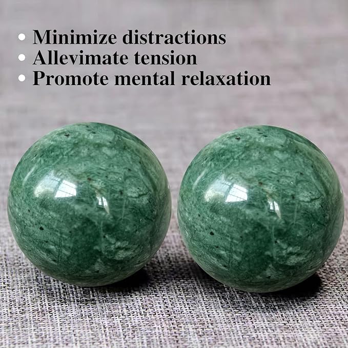 Traditional Chinese Baoding Balls, Marble Health Exercise Stress Relief Balls with an Upgraded Shockproof Imitation Wood Box, Dark Green, 2-Piece Set, Medium-1.57"