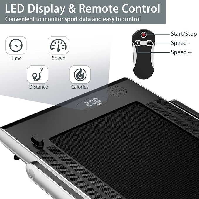Goplus 2 in 1 Folding Treadmill, 2.25HP Superfit Under Desk Electric Treadmill, Installation-Free with Remote Control, APP Control and LED Display, Walking Jogging for Home Office