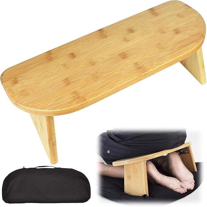 Bamboo Folding Meditation Bench, Meditation Kneeling Stool Seiza Bench - Ideal for Vipassana and Transcendental Meditation