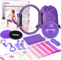 Home Pilates Essentials Kit for Women, Magic Circle Pilates Equipment Ring and Ball Set, 6 Resistance Bands Workout Guide Video for 28 Day Pilates Essential Challenge Starter Kit for Beginners