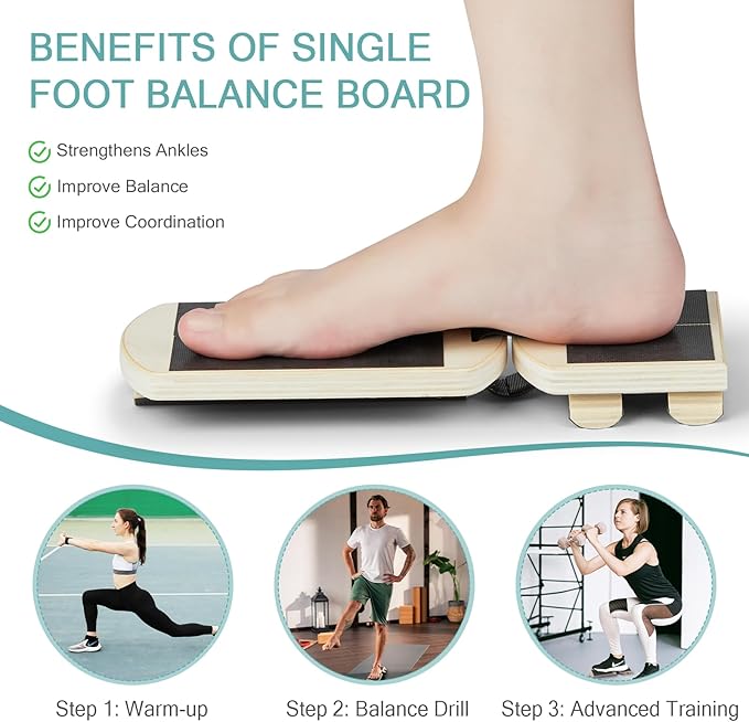 Ankle Foot Strengthener, Sprain Exerciser, Single Leg Balance Board for Stability Training, Posture Corrector, Home Gym Fitness Equipment (Log Color)