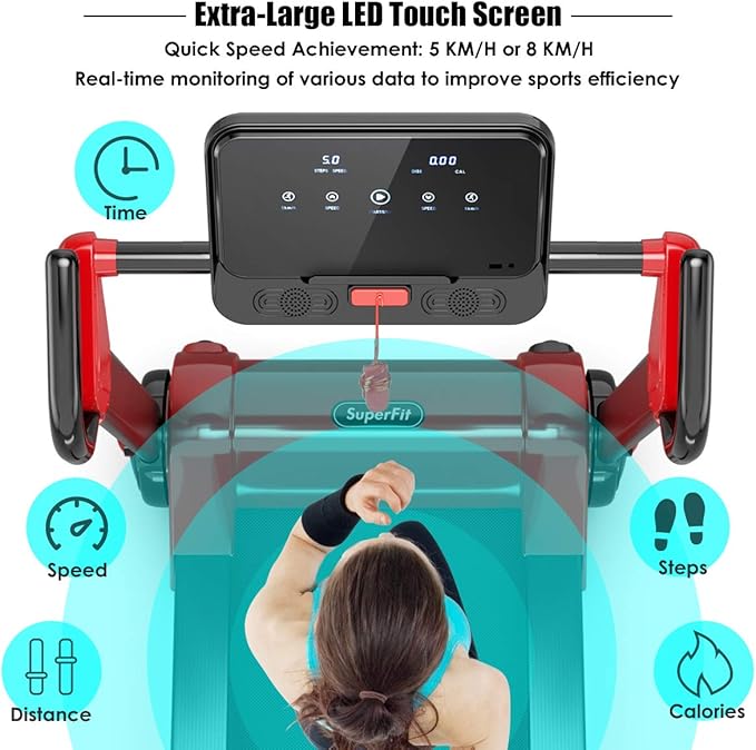 Goplus 3HP Treadmill with Desk Workstation, Superfit Foldable Treadmills for Home Office, Adjustable Height, Bluetooth Speaker, APP Control, LED Display, 25 Preset Programs, Portable Running Machine