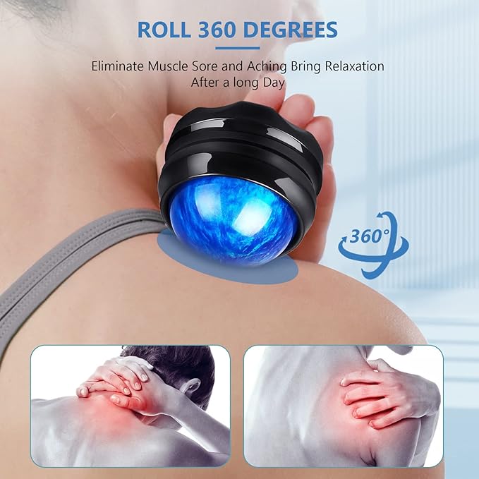 Massage Roller Ball, Neck Massager for Pain Relief, Deep Tissue Massage Tool, Sore Muscle Relief, Lymphatic Drainage, Tummy Tuck Post Surgery Supplies (Blue)