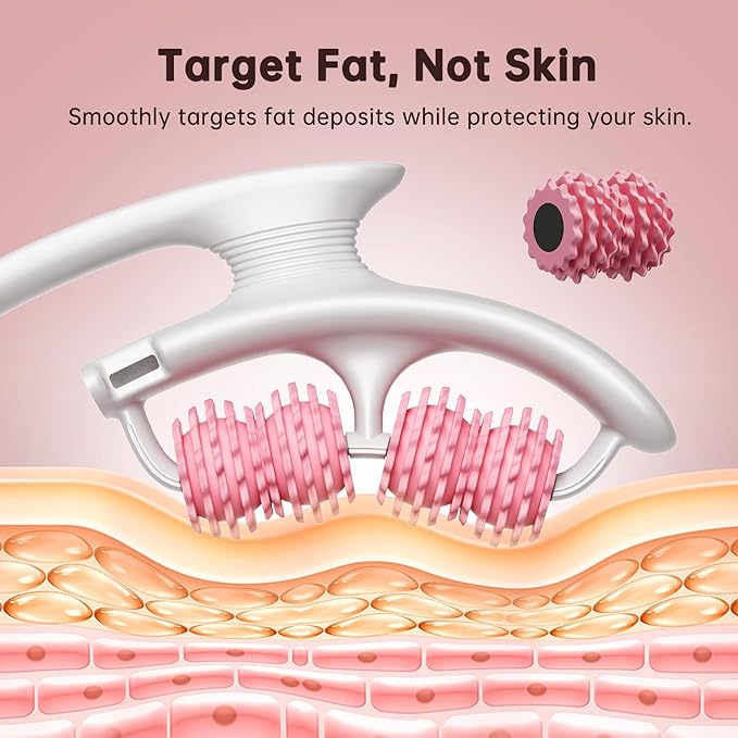 Cellulite Massage Tool, Manual Cellulite Roller, Contoured & Smoother Skin, Relieve Leg Muscle Soreness, Dimpled Skin Removal, Legs/Thighs/Buttocks, Anti-Cellulite Roller (Pink)
