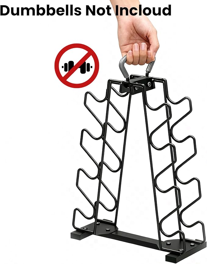 UNITEDPOWER Dumbbell Rack Stand, 4 Tire Weight Rack for 8 Dumbbells，A-Frame Metal Storage Holder with Handle Suitable for Home Gym (DUMBBELLS NOT INCLUDED)