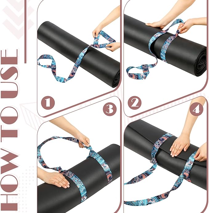 Minatee 2 Pcs Yoga Mat Strap Sling Adjustable Thick Mat Carrier Stretching Strap Yoga Mat Sling Holder Women Stretching Band