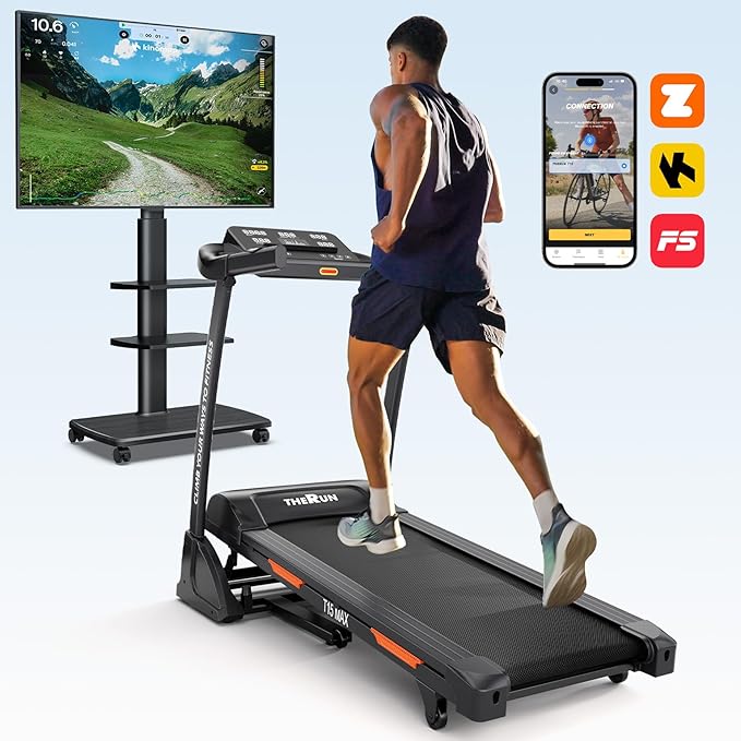 THERUN Incline Treadmill, Treadmills for Running and Walking, 300 lbs Weight Capacity Folding Treadmill with 0-15% Auto Incline, Wide Belt, 3.5 HP, App, Heart Rate