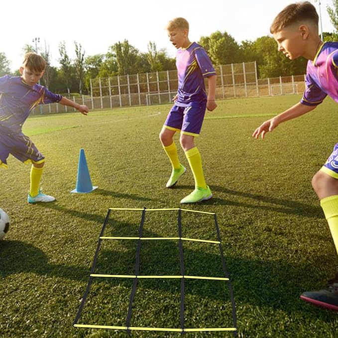 Agility Ladder Football Training Equipment Nine-Square Speed Ladder with Portable Rope Design for Soccer Footwork Workouts and Speed Training