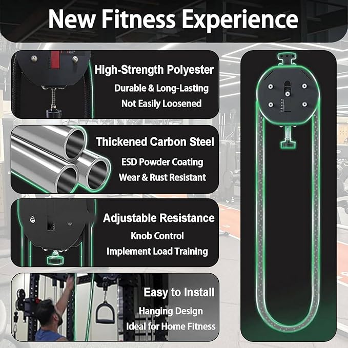 Endless Rope Trainer, Pulley Rope Puller Fitness Rope Trainer, 4-M Closed-Loop Nylon Rope, Pulley Rope Climbing Machine Adjustable Resistance Machine for Home Gym Aerobic Training Red