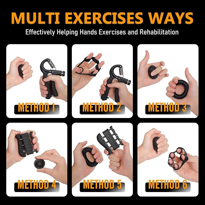 JKSHMYT Grip Strength Trainer Kits (5 Pack), Adjustable Resistance Forearm Strengthener, Hand Gripper Strengthener for Muscle Building
