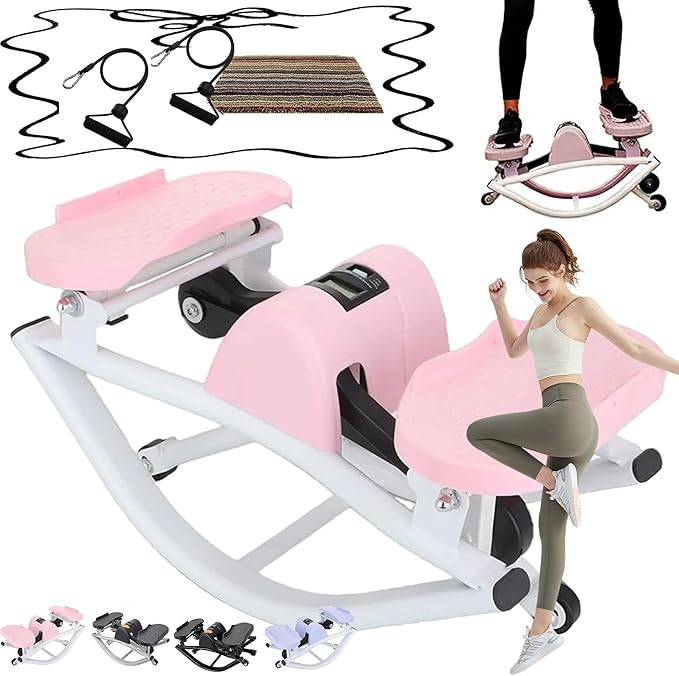 Rocking Stepper Side to Side Rock Stepper Side to Side Machine Rock Stepper Exercise Machine with Resistance Bands&Led Display, Low-Impact Home Workout Machine for Knees Joints Legs