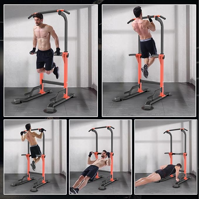 Pull Up Dip Station For Home Gym Strength Training Fitness Workout Station Chin-Ups Push-Ups Pull-Ups Dip-Ups 330LBS T055CDC