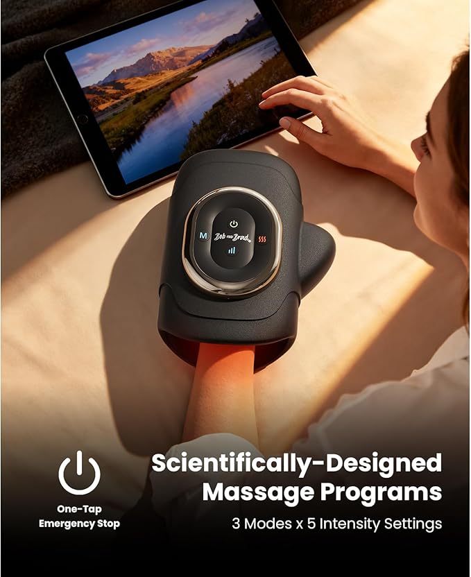 BOB AND BRAD Hand Massager with Heat and Compression, Individual Fingers, FSA-HSA Eligible, Cordless HandSpa Pro Hand Massager for Arthritis and Carpal Tunnel, Pain Relief, 5 Intensity Settings