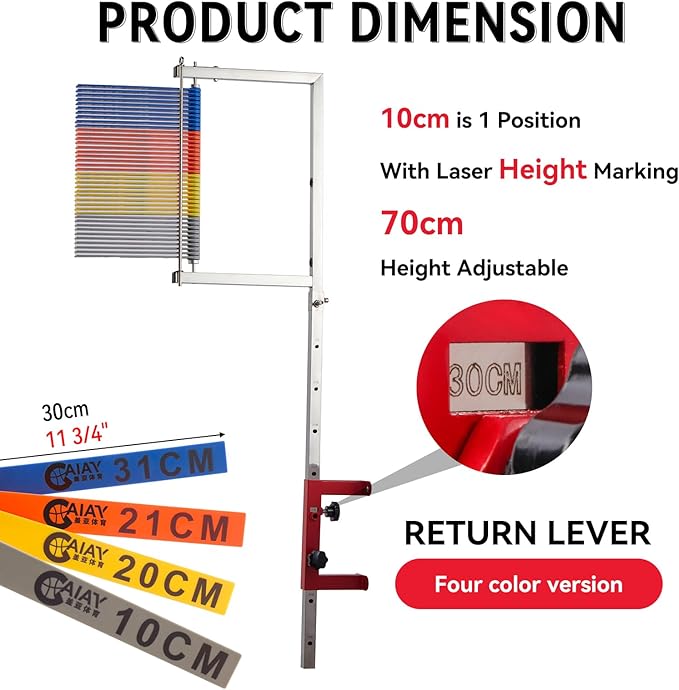Adjustable Vertical Jump Measurement Tool,Vertical Jump Tester,Vertical Jumping Trainer (Colorful, no base)