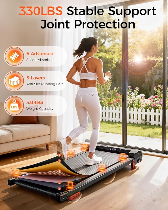Walking Pad Treadmill, BestGod Incline Under Desk Treadmill 330lbs Capacity, 2.5HP Portable Treadmills for Home, Compact Treadmills Mini Running Machine with Remote Control