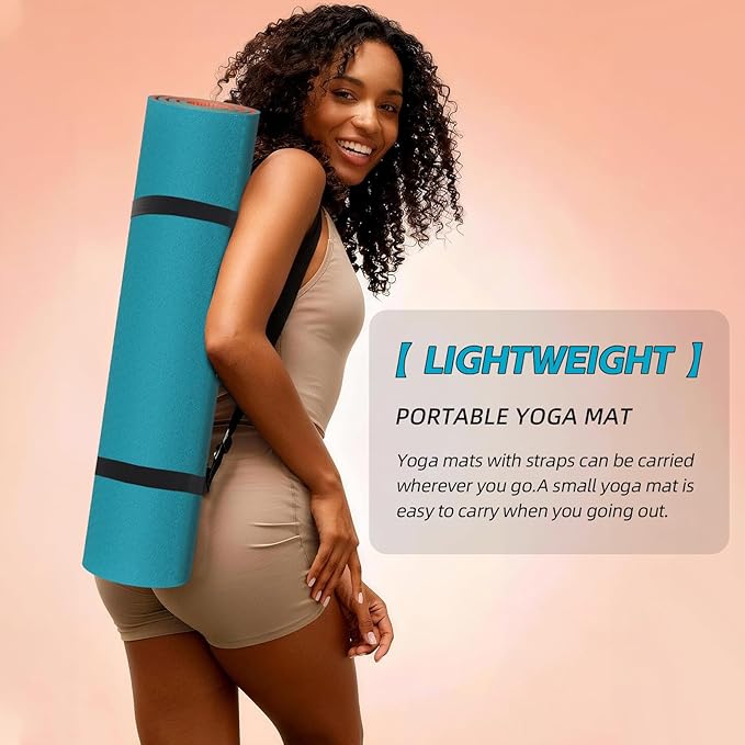 Yoga Mat Non Slip, Anti-Tear 1/4 Thick TPE Yoga Mats for Women and Men, 72"x24" Exercise & Fitness Mat with Carrying Strap, Workout Mats for Yoga, Pilates and Floor Exercise