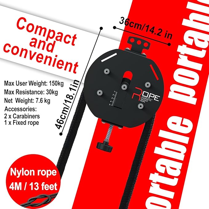 Suspension Endless Rope Pulley System,13 FT Nylon Rope, Home Gym Infinity Rope for Interval Resistance Training,Can be Mounted on a Sturdy Door Frame, Beam, or Professional Fitness Rack