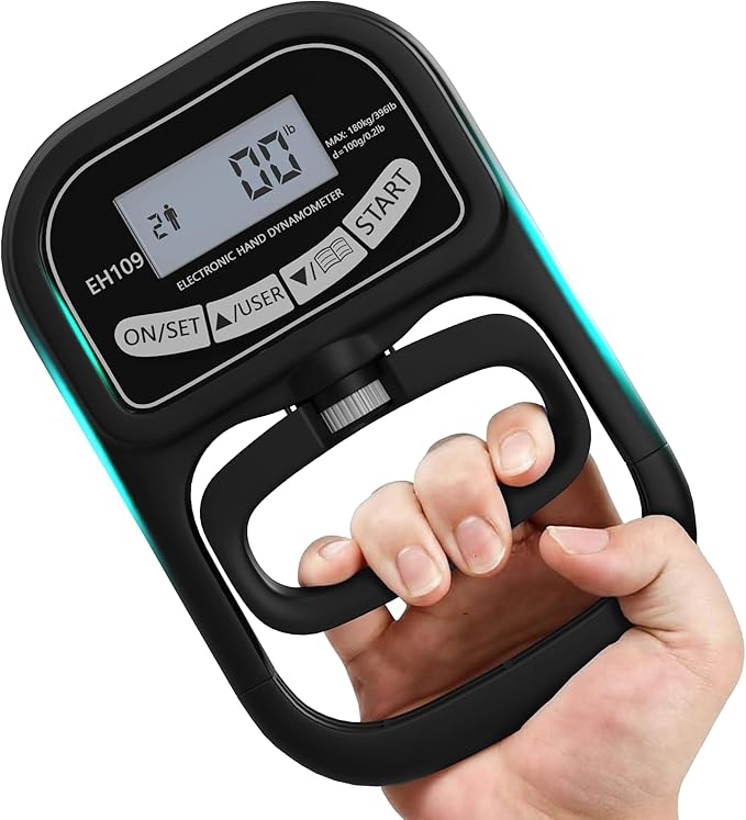 Grip Strength Dynamometer 396lbs/180kg – Digital Hand Grip Strength Tester with LED Display, Adjustable Hand Grip Meter for Fitness, Sports, Therapy & Rehab