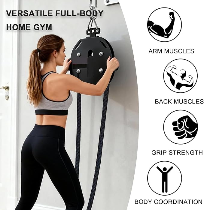 Suspension Trainer Style Endless Rope Trainer, Portable Cable Machine with Adjustable Resistance for Home Use in Back, Arms, Grip, Coordination Workouts, Circumference 4m/157in