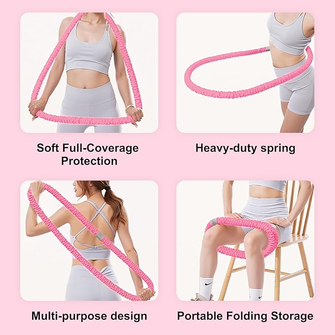 3.2lbs Soft Spring Weighted Fitness Hoop for Adults, Hula-Inspired Core Workout Hoop, Portable & Quiet, Pinch-Free Waist Exercise Design