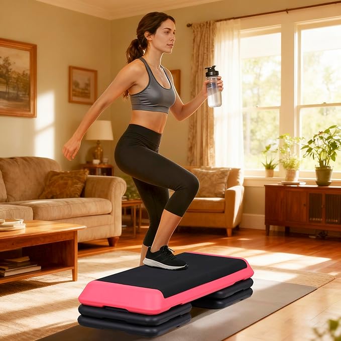 ZenStyle 43" Adjustable Aerobic Stepper Bench with 4/6/8 Inch Risers, Non-Slip Surface for Cardio, Strength Training & Home Fitness Workout