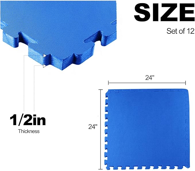 Elevon Puzzle Exercise Gym Flooring Mat, EVA Interlocking Foam Tiles Workout Mat for Home Gym, Fitness Equipment, MMA, Gymnastics, Shock-Absorbing Exercise Mat, Multi-Color