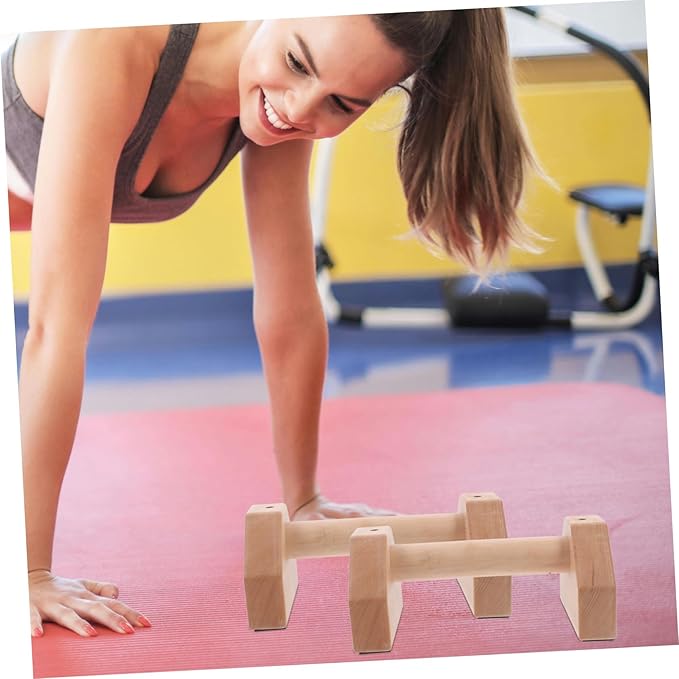 BESPORTBLE 2pcs Wooden Pushup Stands for Strength Training Ergonomic Anti-slip Handles for Home Gym Workouts Durable Beechwood Design Lightweight Portable Fitness Accessory Pair