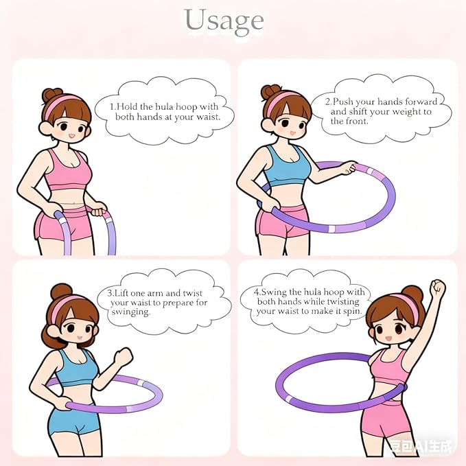 3.2lbs Soft Spring Weighted Fitness Hoop for Adults, Hula-Inspired Core Workout Hoop, Portable & Quiet, Pinch-Free Waist Exercise Design