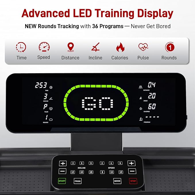 Heavy Duty Treadmill for Home, 20-Level Auto Incline Treadmill, 500 LB Capacity, 20" Wide Deck, 0.6-12 MPH, 4.5 HP, LED Display, Bluetooth Speaker & App