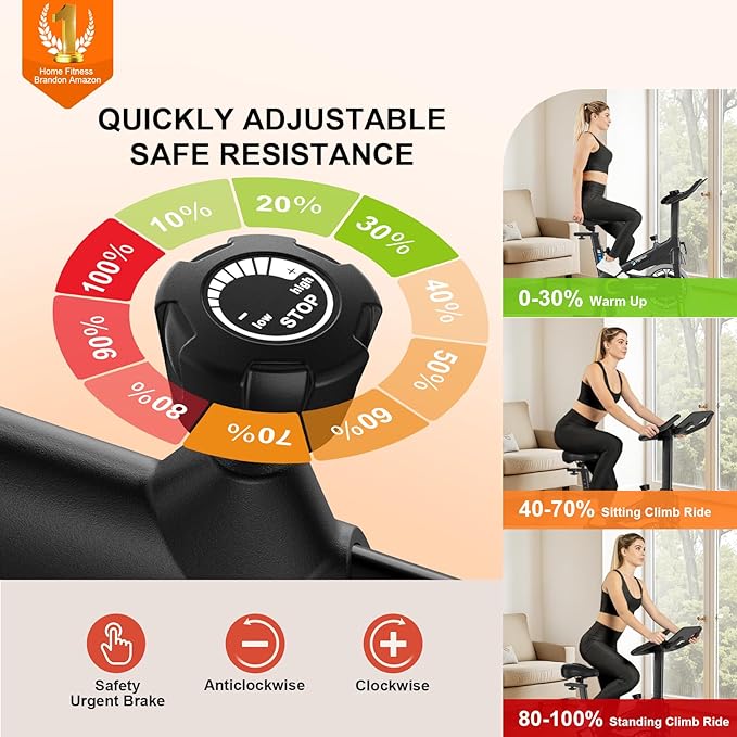 Exercise Bikes for Home,Spin Bike with Adjustable Magnetic,Brake Pad Resistance Silent Belt Drive,350lbs/300lbs Weight Capacity &Upgraded Version Seat for Home Cardio&Weight Loss(QM-530W)