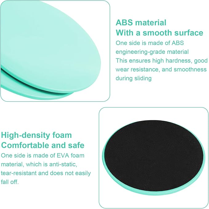 Exercise Core Sliders Glid Discs 2 Pack - Dual-Sided Workout Sliding Discs for Home Gym, Pilates, Physical Therapy, Ab & Full Body Training