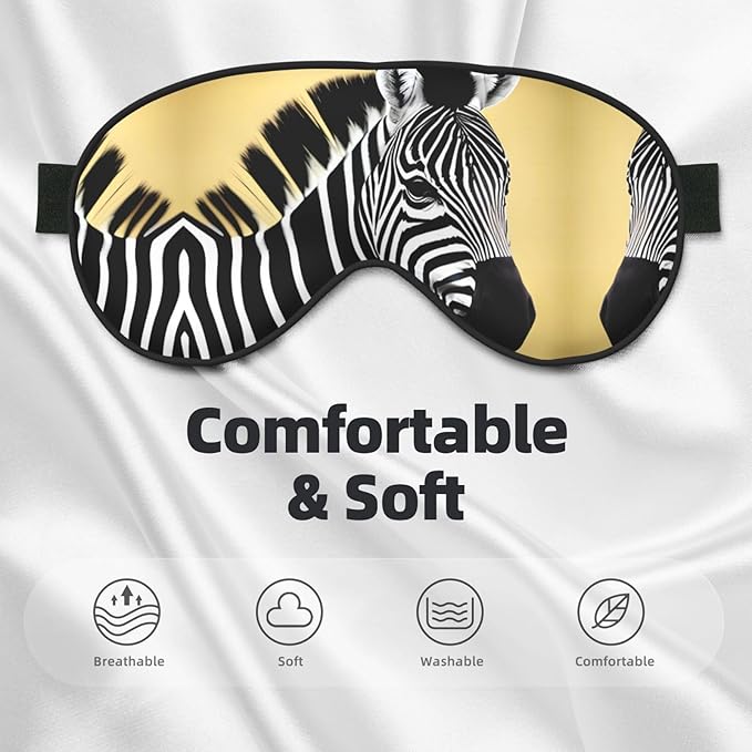 Black and White Zebra Head-Mounted Double-Sided Light-Blocking Sleeping Eye mask to Protect Eyes and Relieve Eye Fatigue
