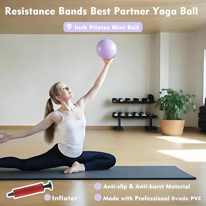 Pilates Ring Kit with Adjustable Ankle Wrist Weights, Resistance Bands, Ball, Pilates Equipment Ball for Home Workout to Tone, Sculpt and Strengthen, Fitness Magic Circle Rings for Yoga Women