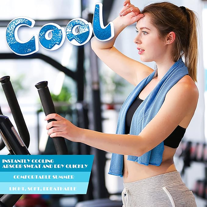 Pack of 20 Cooling Towel 40x12'' Ice Towel for Neck and Face Microfiber Chilly with Bag Breathable Yoga Gym Stay Cool Towels Sweat Rag for Workout Running Camping Pilates Beach, Light Blue