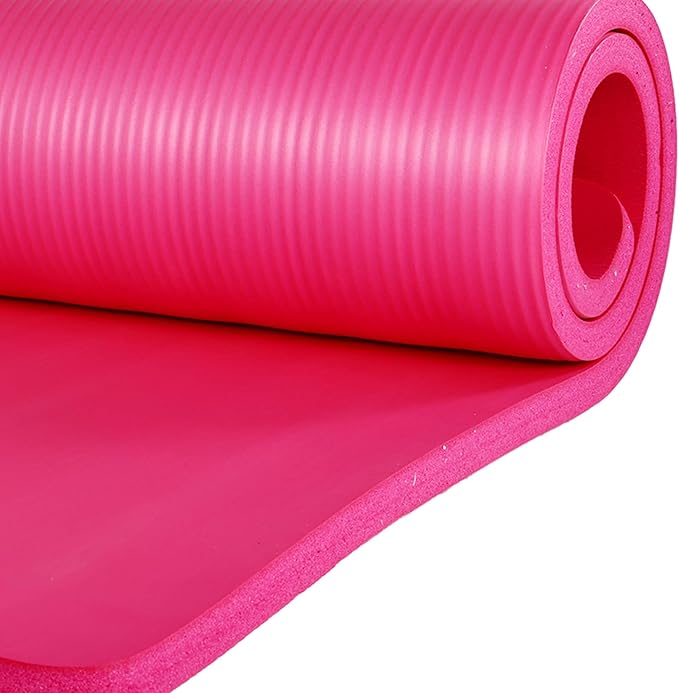 BalanceFrom 71x24 Inches Yoga Mat with Knee Pad and Optional Blocks – Extra 1-Inch Thick Non-Slip Foam with Anti-Tear Surface and Carrying Strap for Home, Studio, or Gym Workouts
