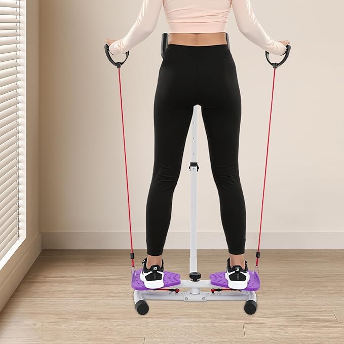 Waist Twisting Machine with Handlebar, Ab Twist Board with Adjustable Height Handle, 330 lbs Capacity Waist Twister for Women Belly Fat, Home Gym Exercise Equipment for Slim Waist(Purple)