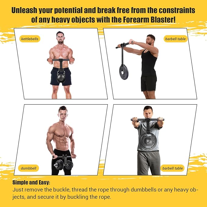 Forearm Strengthener and Wrist Roller, 43.3 in Or 51.2 in Ultra-Strong Nylon Webbing Wrist & Forearm Blaster with Quick Locking Mechanism, Durable Anti-Slip Grip Handles for Forearm Strength Training