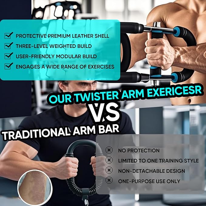 Twister Arm Trainer, Adjustable Arm and Chest Workout Equipment, Portable U-Shape Strength Training Bar for Men & Women, Spring Resistance Arm Exerciser for Home Gym & Fitness